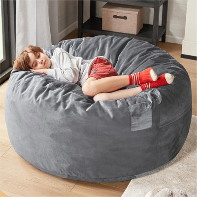 Bean Bag Chair, Beanbag Chairs For Adults/Teens With Cover, Round Fluffy Sofa For Living Room Dorm
