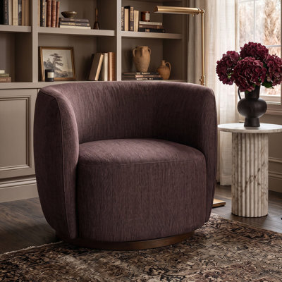 Modern Upholstered Swivel Barrel Accent Chair for Living Room