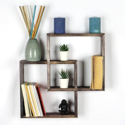 Square Wall Shelves – Handmade Rustic Farmhouse Wall Mounted Organizer - Wenge