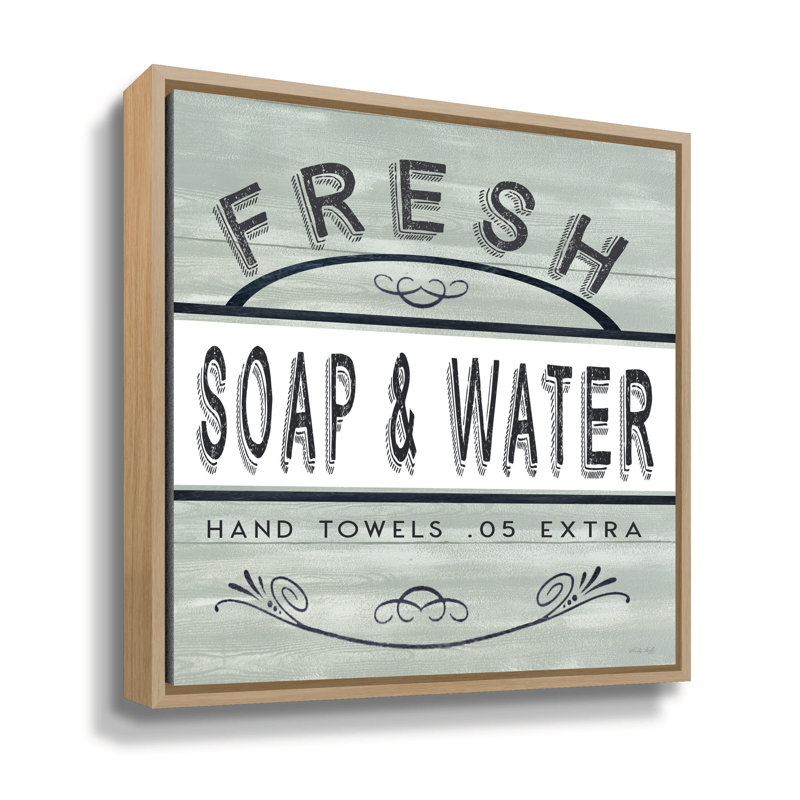 "Soap and Water" Canvas Print by Cindy Jacobs Rustic Bathroom Decor, Black Floater Framed, 10" H x 10" W