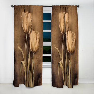 Vintage Tulip II - Rideau floral - Rideau occultant floral - 1 panneau