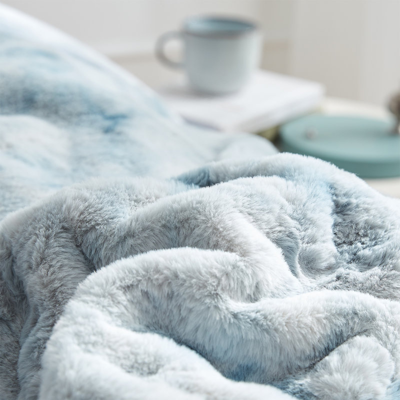 Coma Inducer Lambs Ear Faux Fur Oversized Comforter Set, Blue, Queen Comforter + 2 Standard Shams