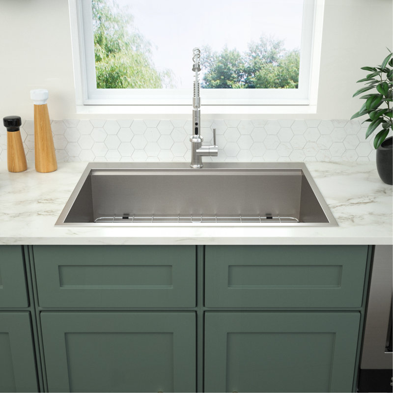 30 Drop In Kitchen Sink -  30 Inch Kitchen Sink Topmount Ledge Workstation 18 Gauge Stainless Steel Single Bowl Kitchen Sink