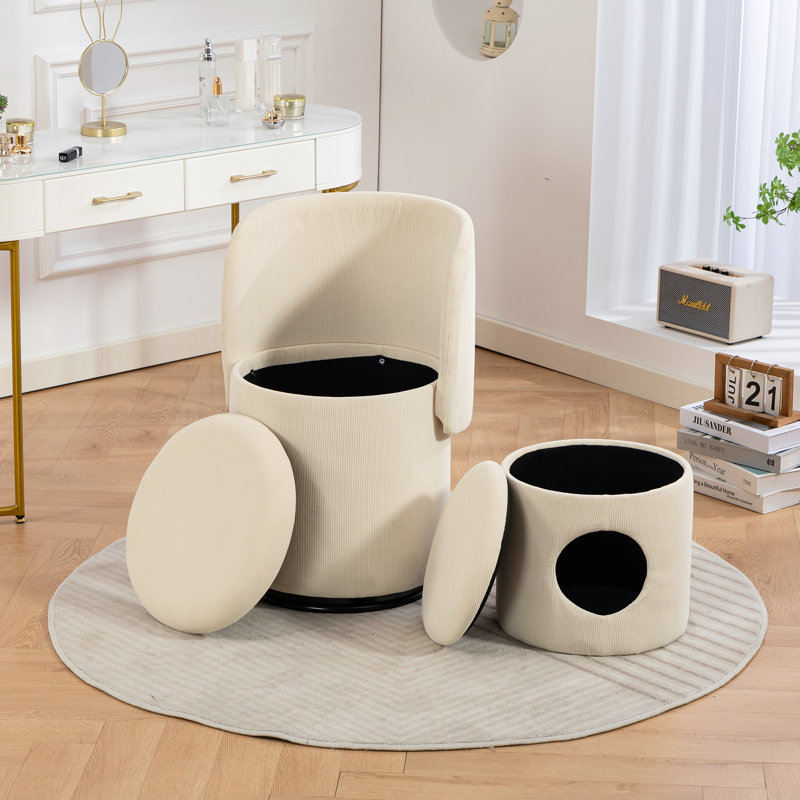 Fauteuil demi-tonneau Modern, Beige, Velours