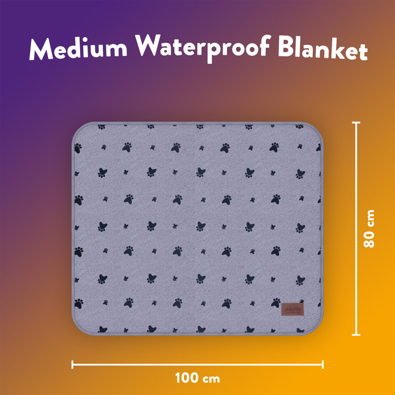 Slumberdown Paws For Slumber Waterproof Machine Washable Pet Blanket, 100cm H x 80cm W x 2cm D