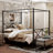 Elanny Metal Canopy Bed Frame, Platform Bed Frame with X Shaped Frame-871802462