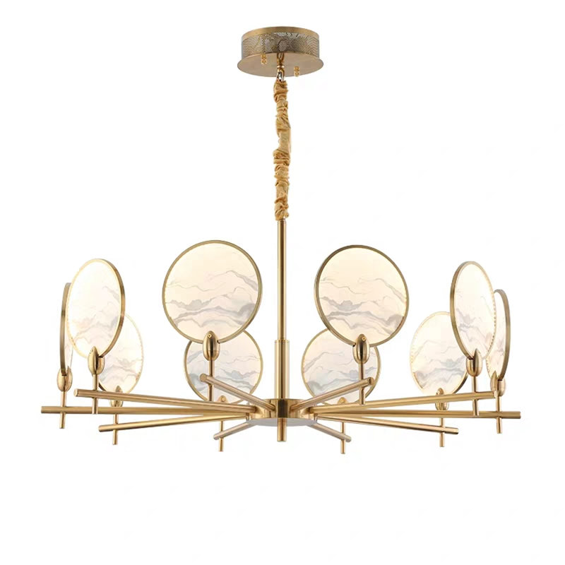 Lustre en fer clair Deyvon Caviar, Étain, Transparent texturé, 48" Diameter x 28” Height