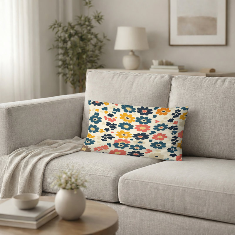 Coussin Patchwork - Coussin à imprimé campagnard, H 12 po x l 20 po