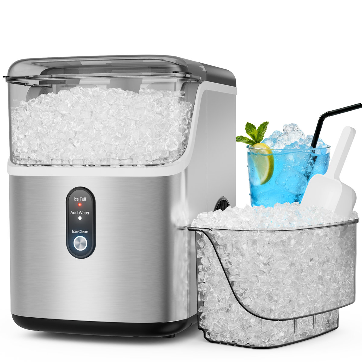 Stainless Steel Nugget Ice Maker 33LBS/24H with Flip-Top Cover | Fridge.com