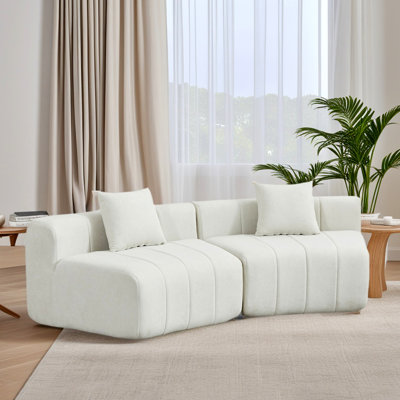Canapé modulaire incurvé chenille avec 6 coussins Chenille