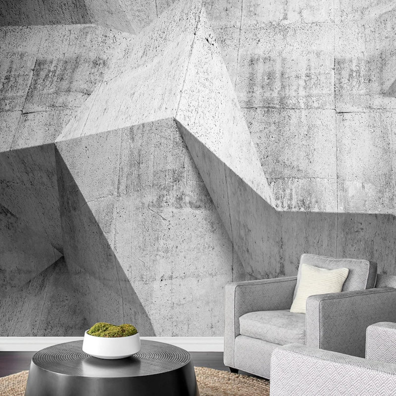 3D Effect Concrete Architecture Pattern Abstract ShapesWallpaper Murals, 100" L x 144" W