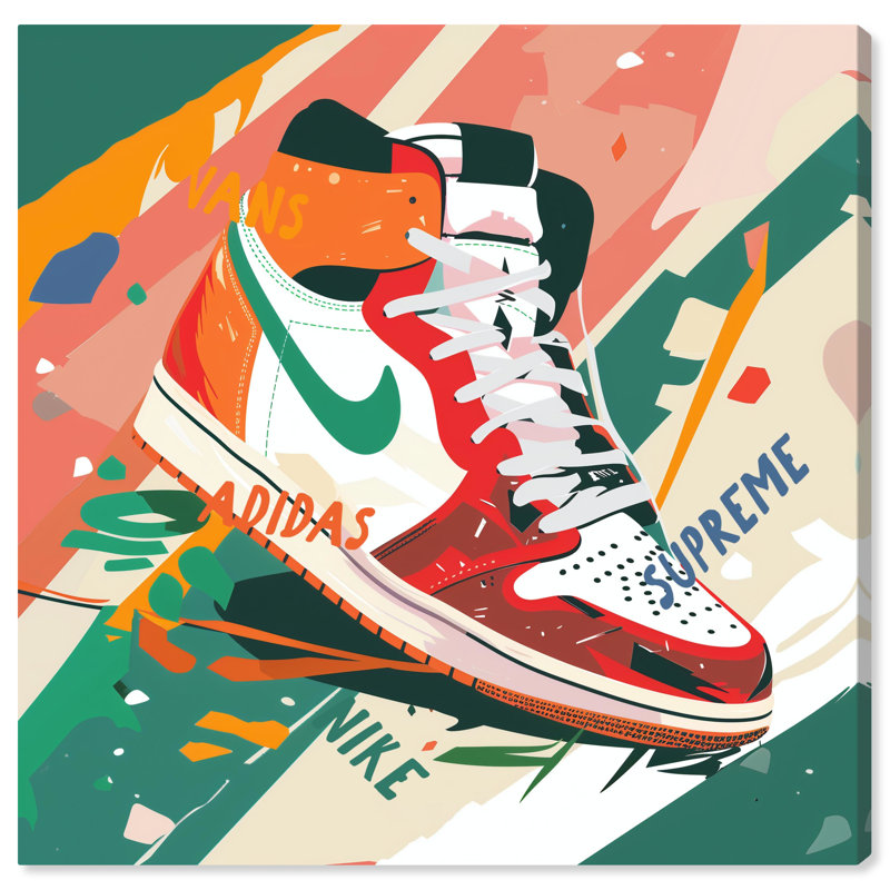 «Sneaker Crayon Sneaker Man» par Notoriart, H 12 po x l 12 po, Toile tendue