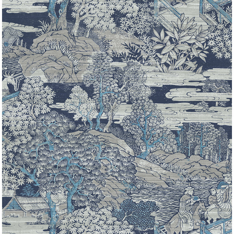 Papier peint Winston Porter Designs Midnight Sky Tory Garden, Sable métallique