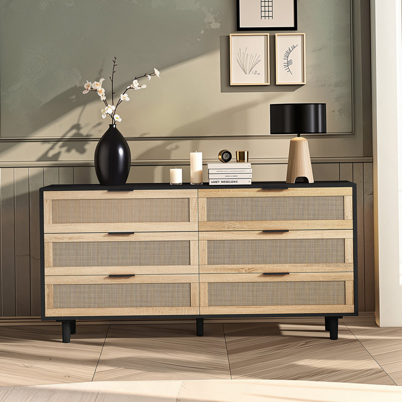 Storage Cabinet, 29.53" H x 59.06" W x 15.75" D, Black/Natural 1