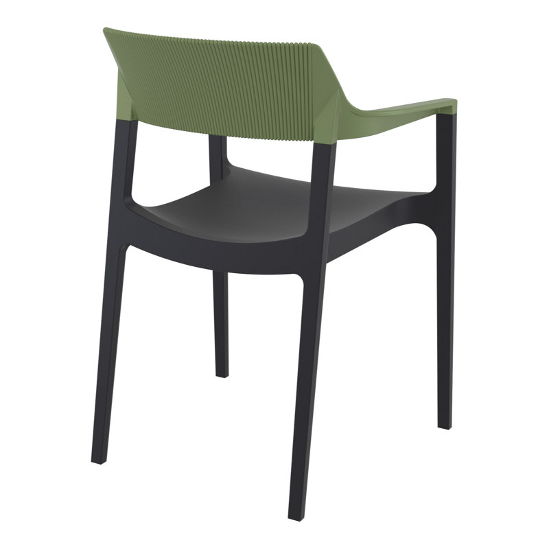 Fauteuil de salle à manger Tulum, Noir-vert olive