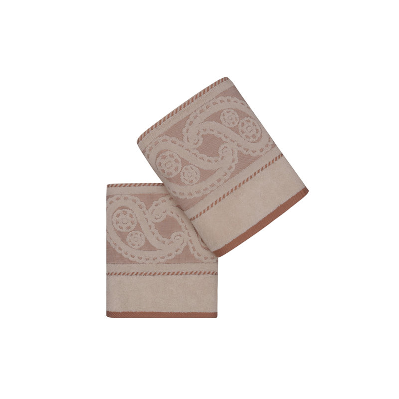 Ensemble de serviettes 100% coton 2 pièces Leshara, Crème