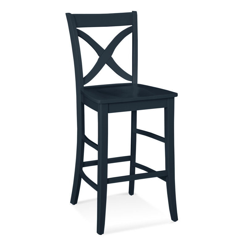 Hues Solid Wood Counter Stool, Counter Stool (24" Seat Height), Antique Frost White Finish