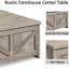 Table basse, table basse carrée de style campagnard avec compartiment de rangement caché, table centrale en bois pour le salon, bureau personnel, gris