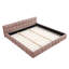 Structure de lit plateforme tapissier rose très grand, tissu épais, tête de lit, chambre à coucher moderne, ambiance relax