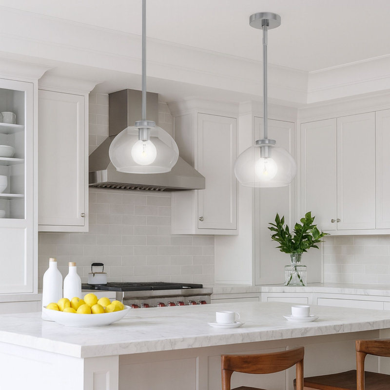 Kinsmon Plug & Play 1-Light Pendant in Transitional and Modern Style-65.24 Inches Tall and 10 Inches Wide, Brushed Nickel