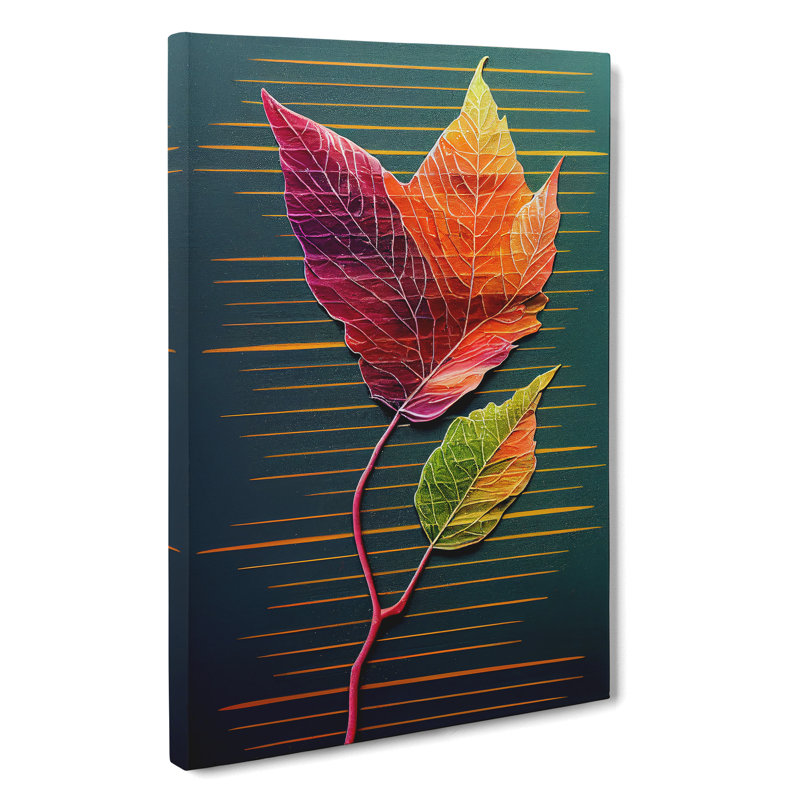 Abstract Leaf Stripes - Wrapped Canvas Print, 50cm H x 35cm W x 3cm D