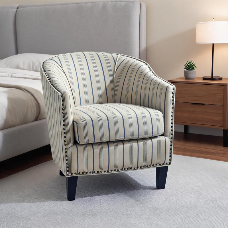 Fauteuil d'appoint compact rembourré avec structure en bois massif, finition bleue
