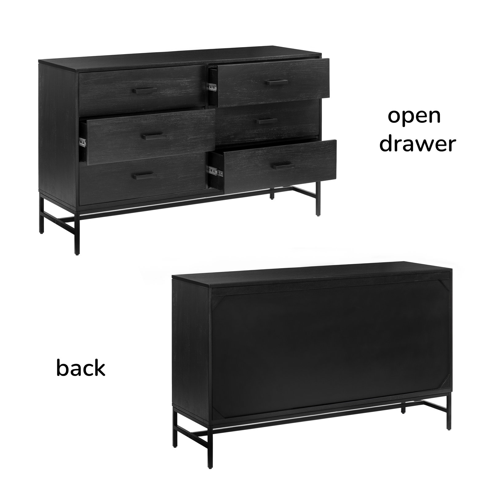 56" Mango Double Dresser, Black