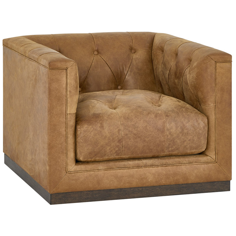 Curated Swivel Tufted Armchair, Brown