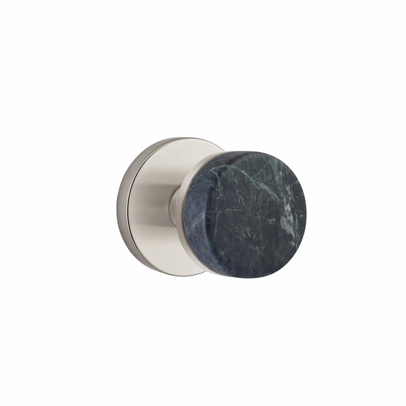 Ensemble de boutons Emtek Select, rosette à disque, tige conique, bouton en marbre vert, Bronze huilé