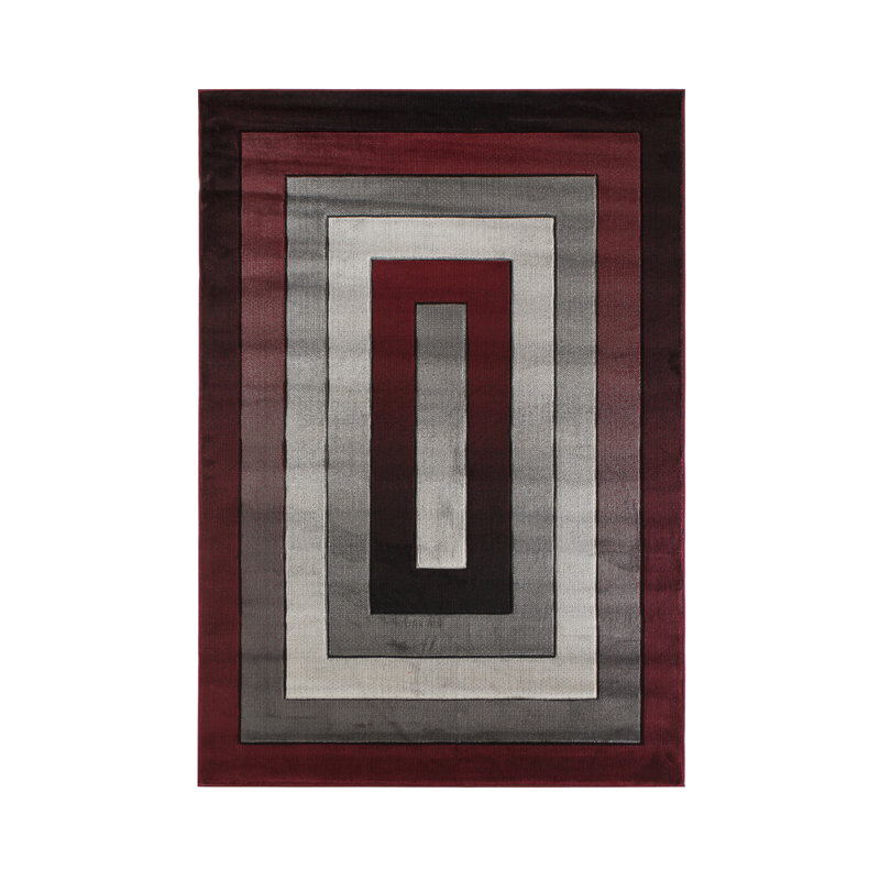 Tapis gris / rouge Antwonne, Rectangle 8 pi 1 po x 10 pi 5 po