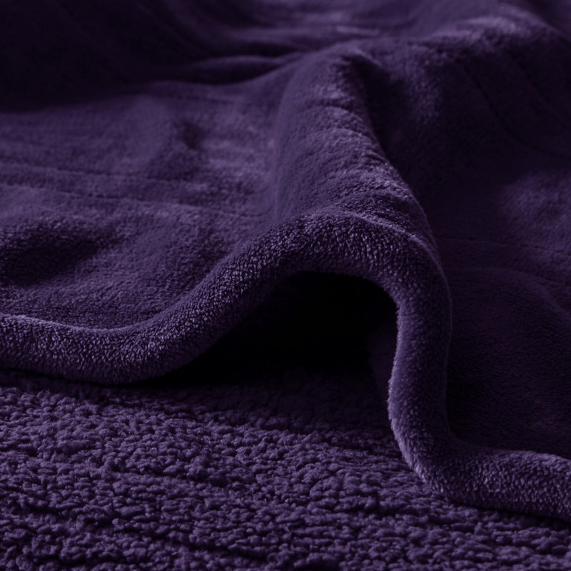 Beautyrest Heated Oversized Microlight to Berber Blanket, Purple, Queen