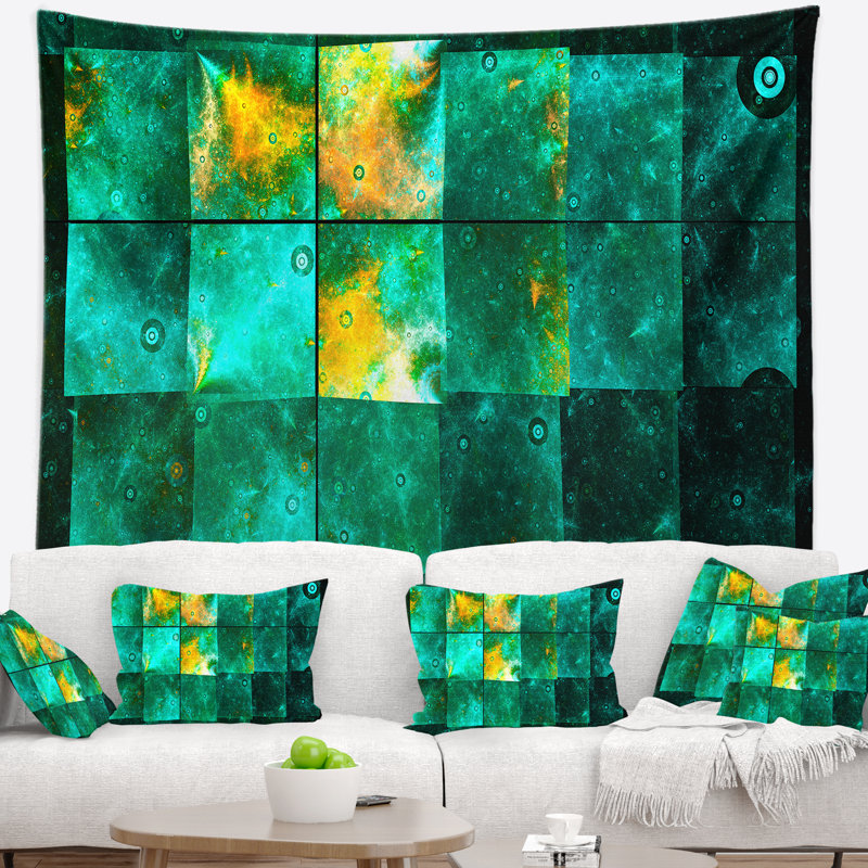 Tapisserie de cartographie d’espace abstrait astrological, H 32 po x l 39 po