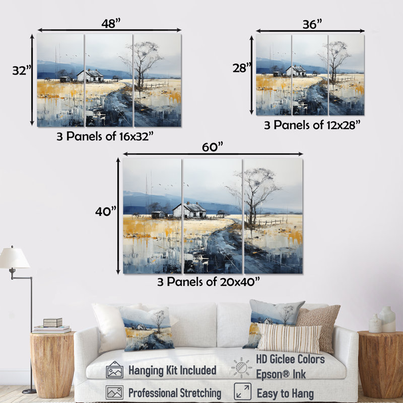 Farmstead Elegance Countryside III - Ensemble d'art mural sur toile, H 28 po x l 36 po x P 1 po