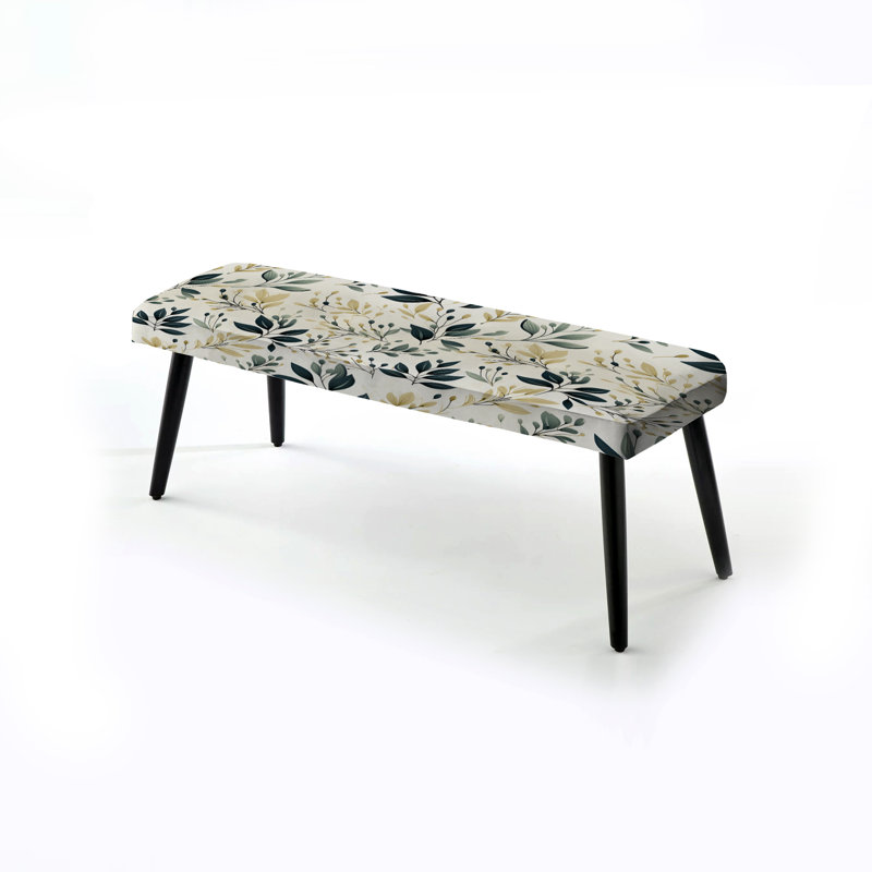 Modern Greenery - Plants Upholstered Black Bench