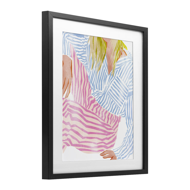 Femelle à rayures pastel, reproduction encadrée sous verre, design par Ziwei Li, H 21 po x l 17 po, Cadre noir minuit