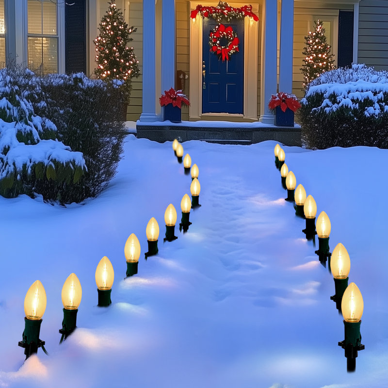 Éclairage de sentier d'extérieur 61 pi avec piquets 61 pi, 40 grandes ampoules, guirlandes lumineuses douces et branchées pour l'extérieur imperméable