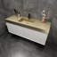 Meuble-lavabo mural blanc brillant de 60 po avec lavabo simple en acier doré Lux