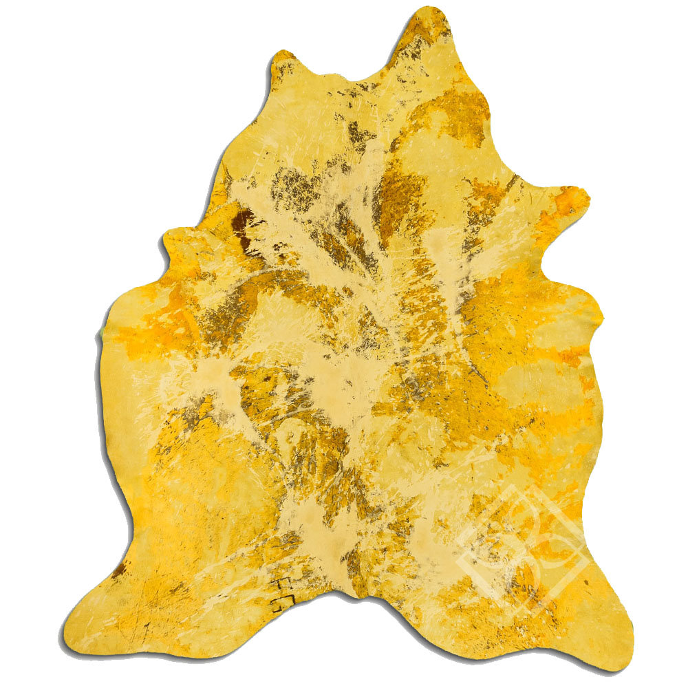 17 Stories Athenian Acid Washed Hair Handmade Cowhide Yellow Area Rug ...