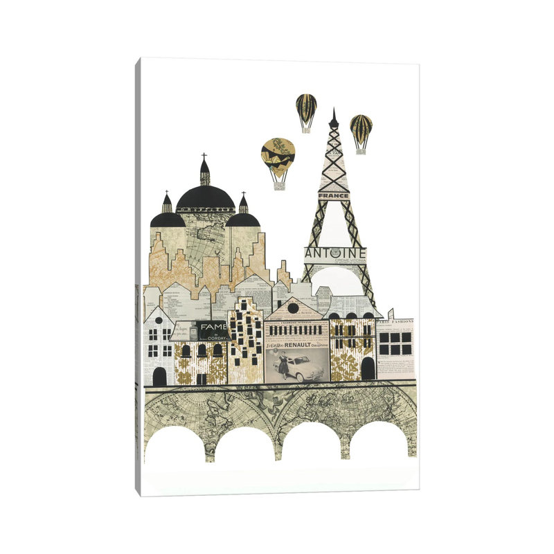 Paris by Paper Cutz - Wrapped Canvas Gallery-Wrapped Canvas Giclée, 20.32 cm H x 30.48 cm W