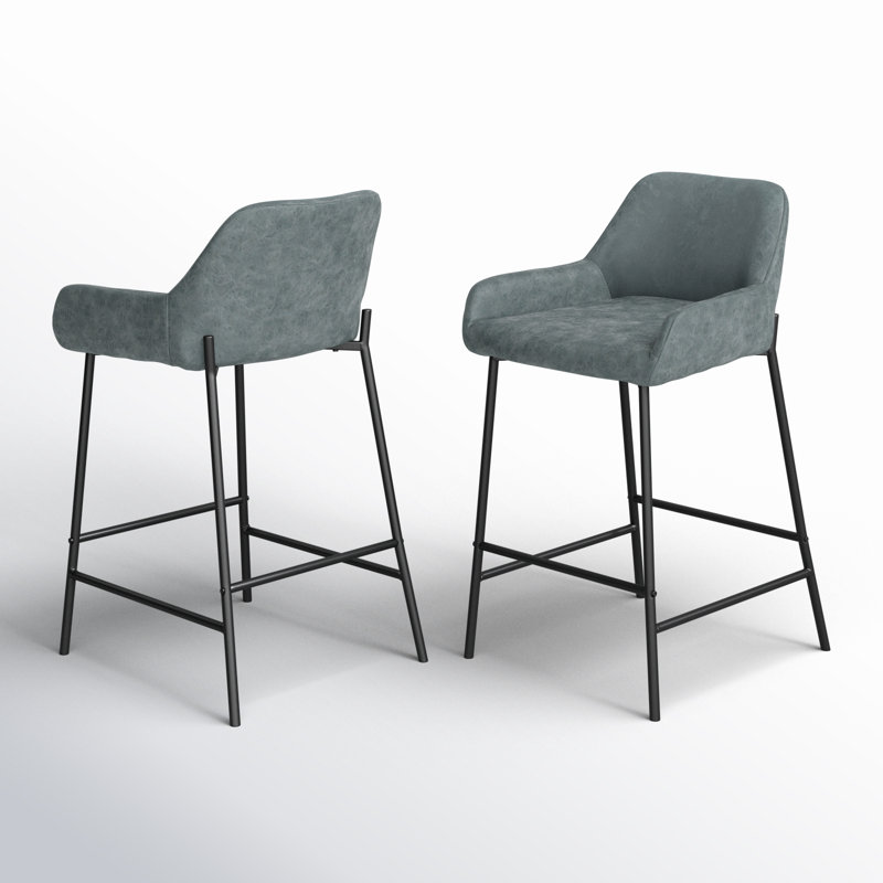 Greely Upholstered Counter Stool with Metal Frame, Green