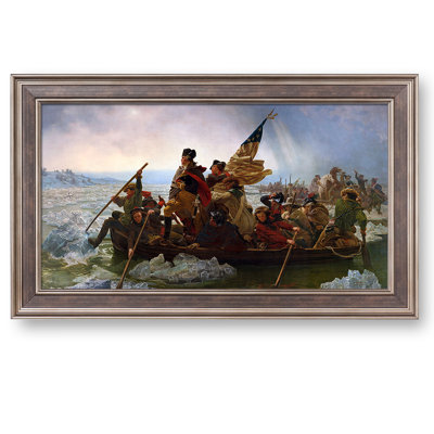 «Washington Crossing the Delaware 1851 The World», reproduction d'art classique, estampe numérique encadrée pour décoration intérieure, cadre champagne avec texture