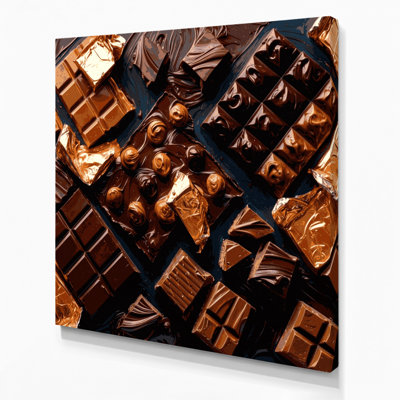 Desserts Chocolate Bars Brown Canvas Wall Art