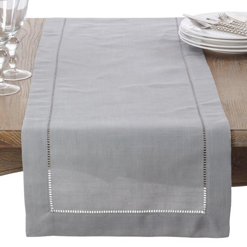 Emmeline Solid Color Table Runner, Gray, 120" L x 16" W