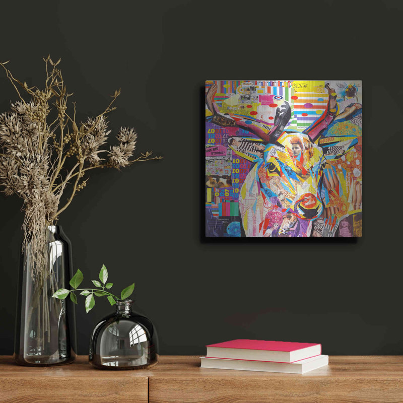 «Funky Deer» par Gray, H 12 po x l 12 po