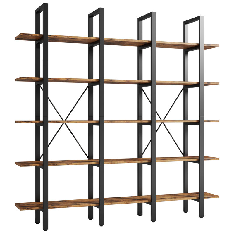 Alysa Etagere Bookcase 5 Tiers, Brown/Black