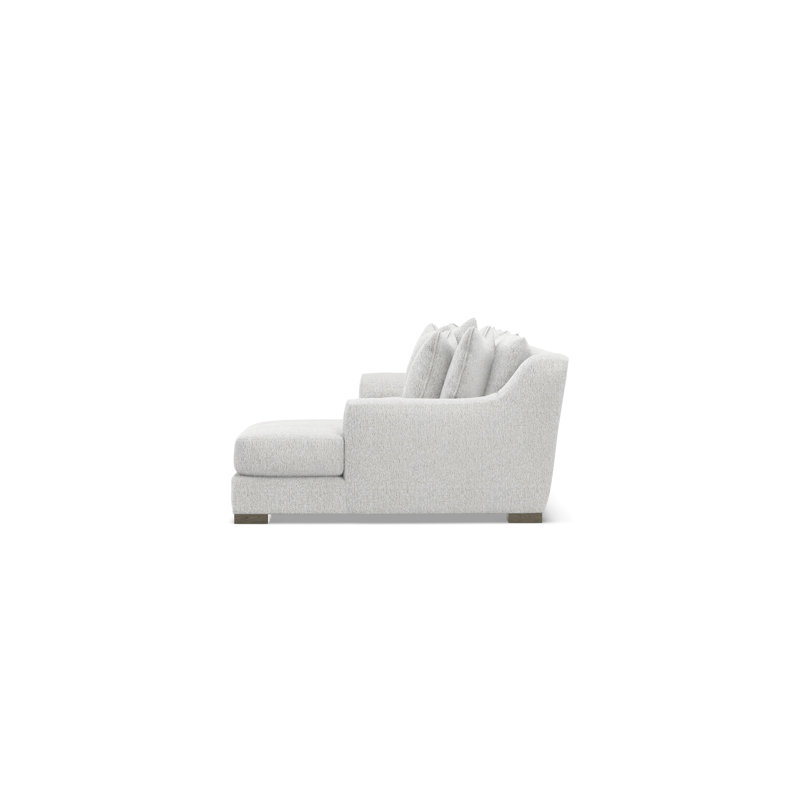 Chaise Sectional, White Polyester, 35" H x  135" W x 63.5" D, Right Hand Facing