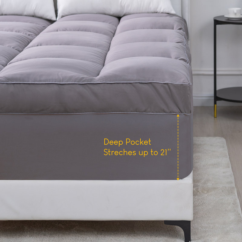 Surmatelas en duvet synthétique 4 po, Grand, Gris