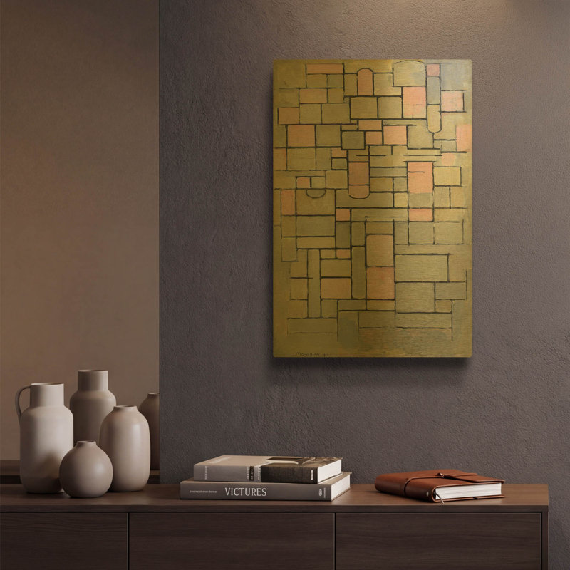 «Composition 8, 1914» par Piet Mondrian, art mural en métal doré, 12 po x 16 po, 12 po x 16 po