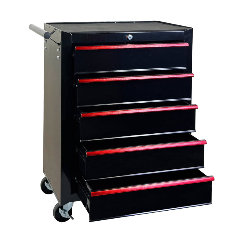 Coffre à outils roulant en métal avec 5 tiroirs, armoire à outils à 5 tiroirs de 20 po avec glissières à roulement à billes, coffre à outils en acier