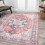 Ville Ornate Medallion Machine-Washable Terracotta/Navy Rug-1153579044